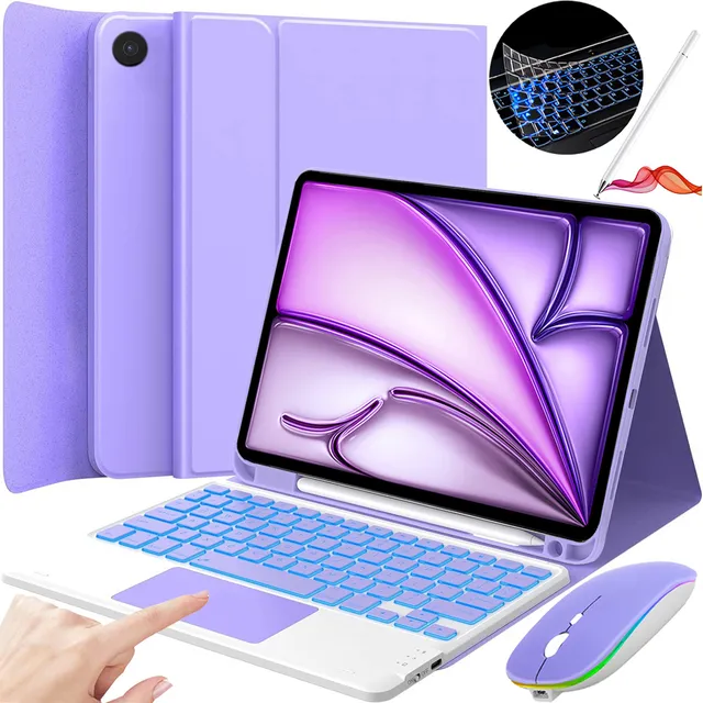 Funda C/teclado Mouse+lapiz P/iPad Air 11 2024 M2 Air4/5 Ñ