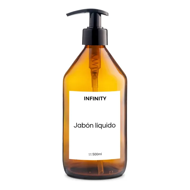 Frasco Dispensador De Vidrio Ámbar 500ml Jabón Líquido