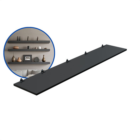 1 Prateleira 150x25 Mdf Preto C/suporte Cozinha Quarto Sala 1 Prateleira 150x25 Mdf Preto C/suporte Cozinha Quarto Sala