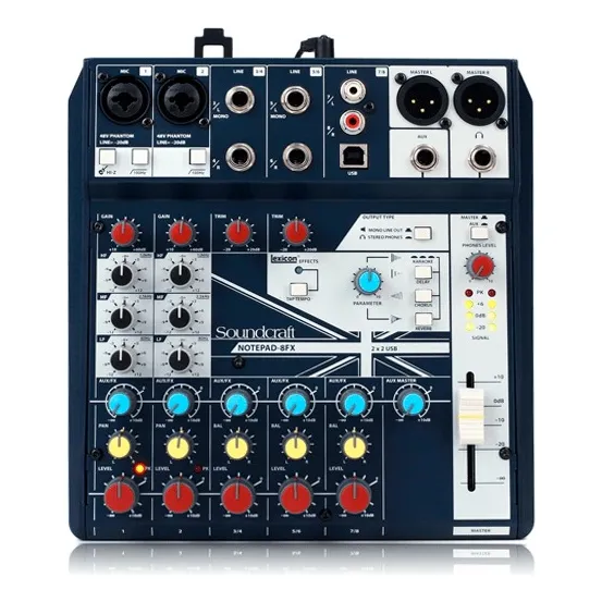 Consola Mixer 8 Canales Phantom Usb Efectos Soundcraft