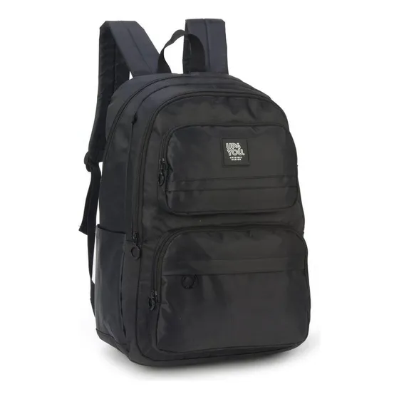 Mochila De Costas Juvenil Up4you Para Notebook Ref.46596 Cor Preto Desenho do tecido Liso