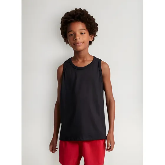 Regata Infantil Menino Malwee Decote Redondo Em Algodão Lisa