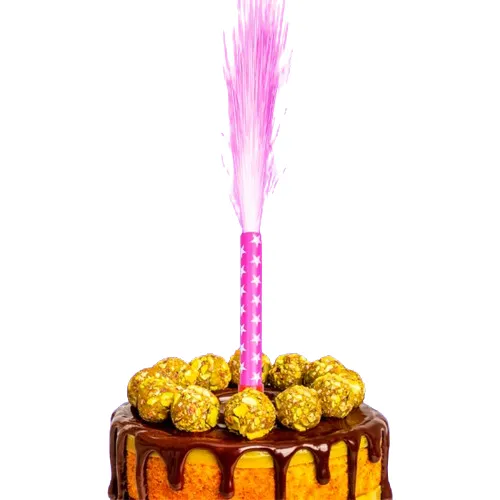 Vela Vulcão Cascata Festa Bolo Aniversário Comemorações Cor Prata
