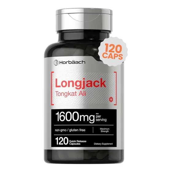 Longjack Tongkat Ali 1600mg Horbaach, 120 Cápsulas  Suplemento De Eurycoma Longifolia, Alta Potencia, Fórmula Vegetariana, Sin Gluten Y Sin Ogm
