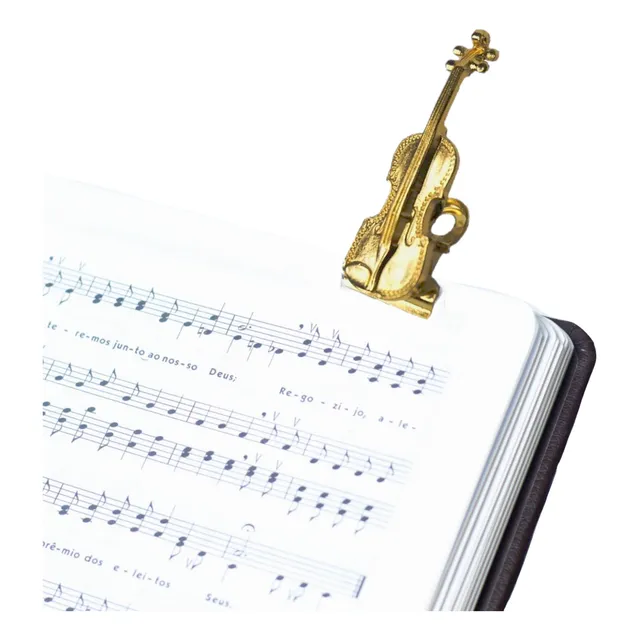 Prendedores Partituras Miniatura Violino Flash Ouro Par