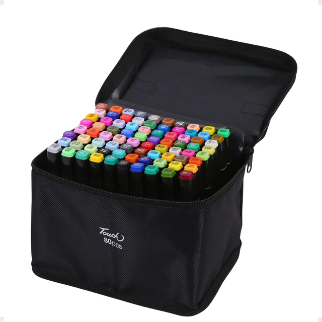 Canetas Permanentes 80 Cores Vibrantes Ponta Dupla C/ Bolsa Conjunto Canetinhas Touch Core... Canetas Permanentes 80 Cores Vibrantes Ponta Dupla C/ Bolsa Conjunto Canetinhas Touch Core...