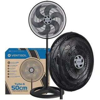 Ventilador Oscilante De Coluna Ventisol Turbo 6 PĂĄs 50cm Preto 127v Ventilador Oscilante De Coluna Ventisol Turbo 6 PĂĄs 50cm Preto 127v