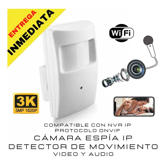 Camara Espía Wifi Pir Real Movimiento Nvr App Ip Audio Noche