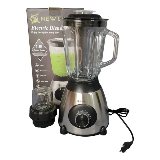 Licuadora Newline Vidrio 1.5L 3 Velocidades 1000W Plateado Jarra Frutas