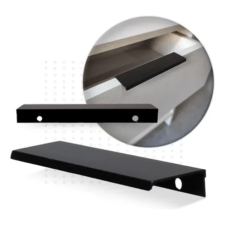 Kit de 10 Puxadores Slim de Alumínio Preto Fosco Para Móveis