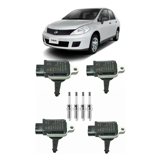 Bobinas Y Bujías Nissan Tiida 1.8 Originales Set X4 - Repuesto para Nissan