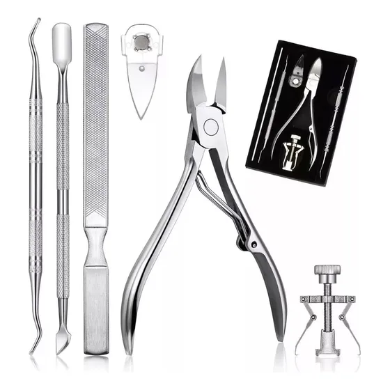 Kit Alicates Pedicura Uñas Enterradas Empujador De Cuticula