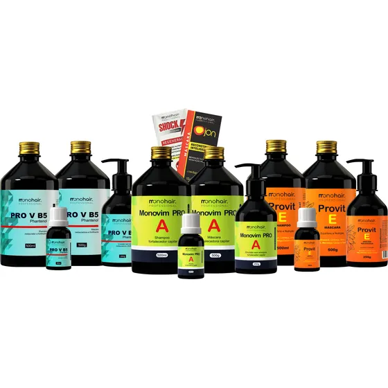 Kit Monovin A + Kit Pro V B5 + Provit E - Cronograma Capilar
