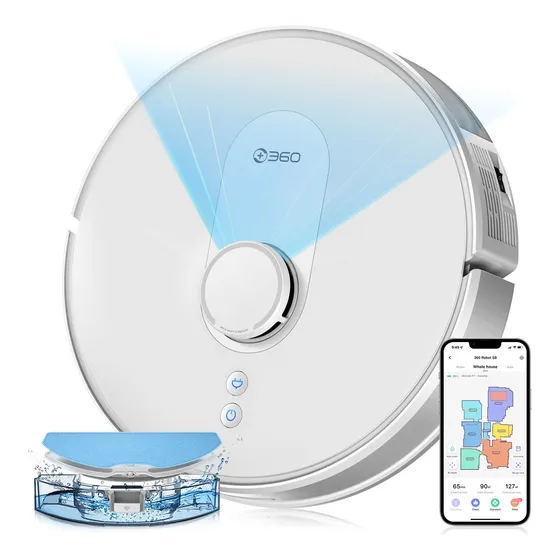 360 S8 robot aspiradora inteligente autocarga alexa google color blanco