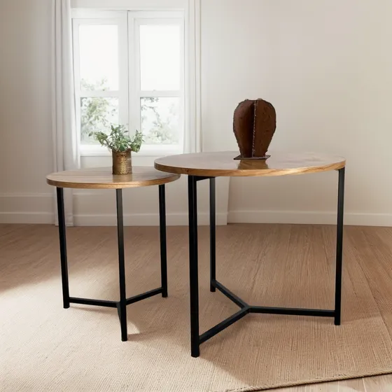 Duo Nido Mesa De Arrime Feliza 45 Y 60 Cm Diametro Melamina