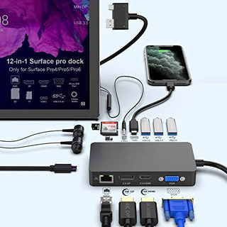 Dock Surface Pro 4/5/6 Usb Hub - Ethernet, 4k Hdmi, Vga, Dock Surface Pro 4/5/6 Usb Hub - Ethernet, 4k Hdmi, Vga,