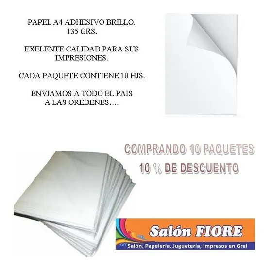 Papel A4 Adhesivo Brillo