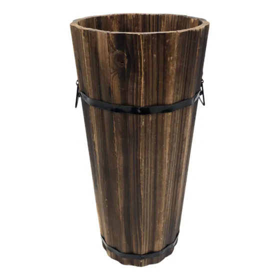 Macetero De Madera Tipo Barril Largo Bajo Jardin Terraza L