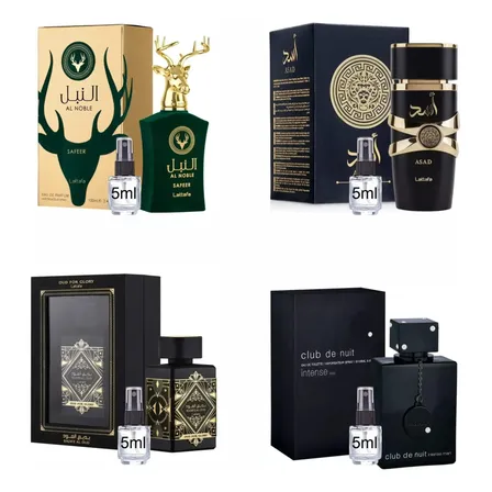 Combo 4 Perfumes Árabes Asad, Club De Nuit, Al Noble Safeer, Al Oud For Glory
