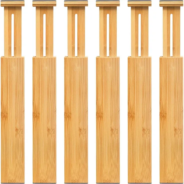Separadores De Cajones De Bambú Ajustables Paquete De 6