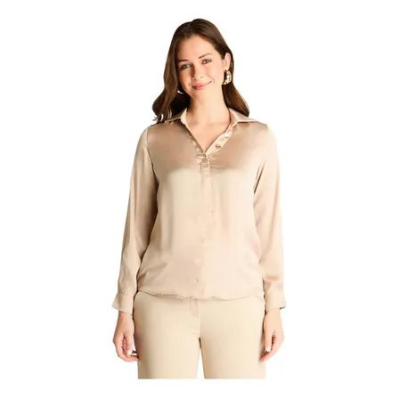 Blusa Mujer Lorenzo Di Pontti  Cuello Camisero Arena