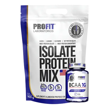 Kit Whey Protein Isolate Protein Mix + Bcaa 1g Profit Leite Niño 900g | Bcaa 60 Tabletes