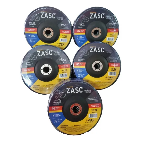 Disco Lija Flap 7 Marca Zasc Grano 40, 60, 80 100 Y 120 Unid