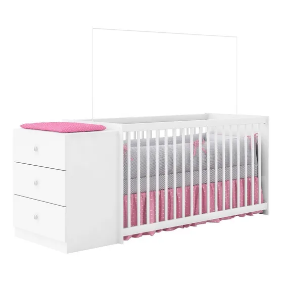 Berço Com Cômoda Baby Branco Doce Encanto Leartamshop Móveis