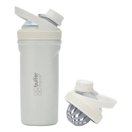 Shaker Vaso Proteina Mezclador Termico Buffer Acero Inoxidable 700ml Ivory