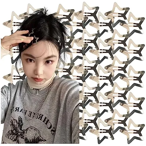 Star Snap Hair Clips Silver Y2k 2000s 10 Pieces Girls Ckvwo