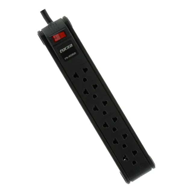 Regleta De 6 Tomas Forza Negro 220v Ps-1006b 03 Metros