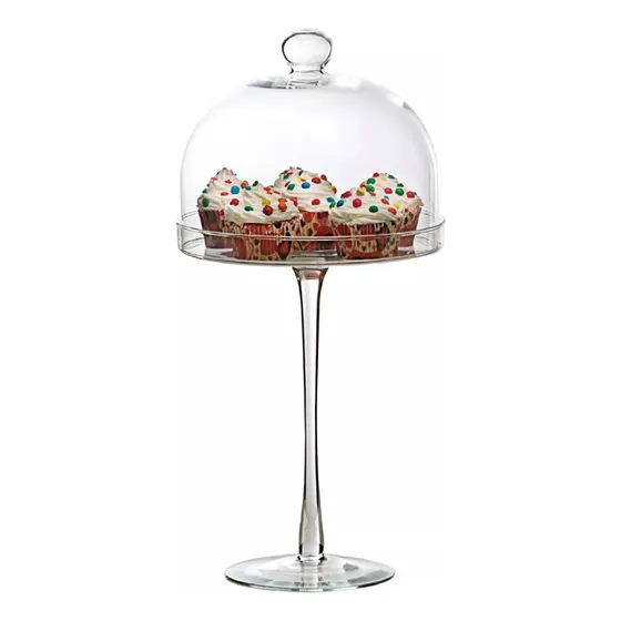 Prato Porta Bolo E Doces Com Pé E Tampa 53cm Luvidarte