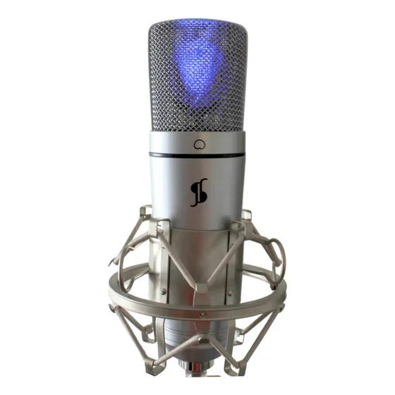 Microfone Condensador Usb Podcast Stagg Com Luz Led Pro