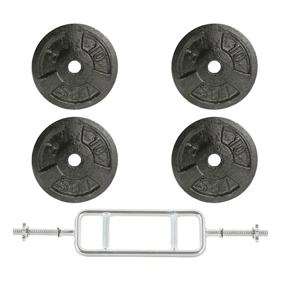 Barra Romana Pesas + 40 Lbs Discos Mancuernas Ejercicio Gym