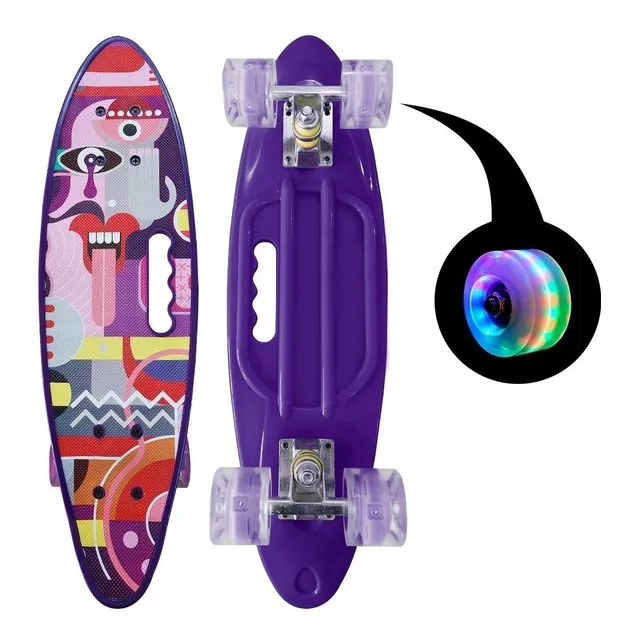 Skate Penny Cruiser Patineta Colored Face Ruedas Led Niños