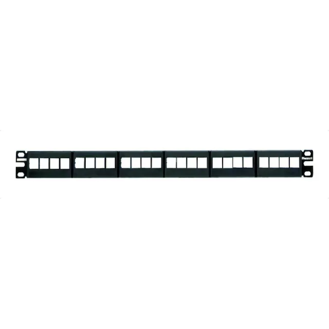 Panel De Parcheo Panduit Nkfp24y Negro Modular Keystone Sin Conectores de 24 Puertos Espacio Para Identificación con Etiqueta Adhesiva 1UR