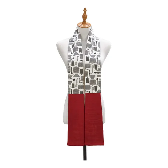 Cocina Modelada Rojo Profundo Gris 68  100% Algodon Plato
