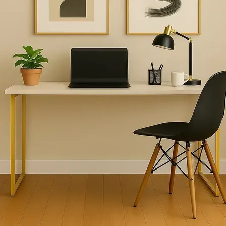 Escrivaninha Industrial 110cm Mesa Estudo Aparador Pés Aço