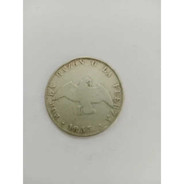 Moneda Chilena 50 Centavos 1853 De Plata Con Soldadura