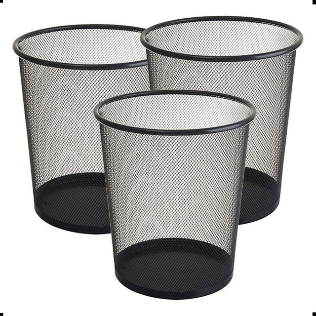 Kit 3 Lixeira Metal Aramado Cesto Lixo Escritório 8l Preto Kit 3 Lixeira Metal Aramado Cesto Lixo Escritório 8l Preto