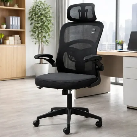 Cadeira de Escritório Vincere Brasil Elegance Graphite II Ergonômica com Apoio Lombar Preta em Malha