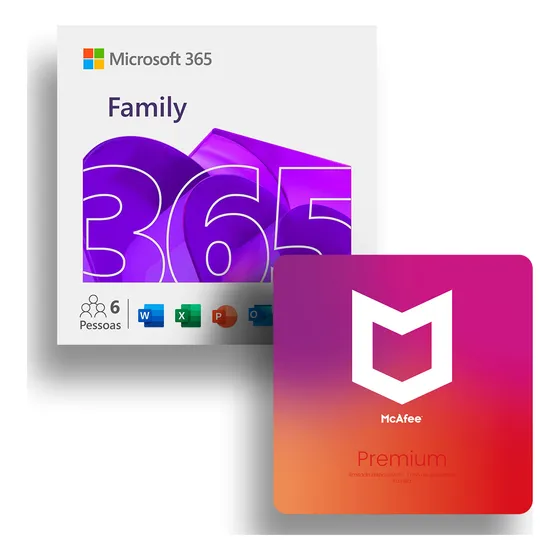 Microsoft 365 + Mcafee Premium Família 2024 Licença Digitais