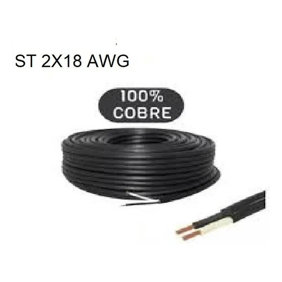 Cable Engomado St 2x18 Awg 75° 100% Cobre 10mts