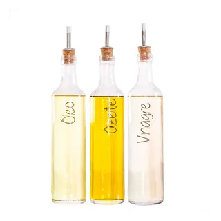 Conjunto Galheteiro De Vidro 500ml 3 Peças C/ Dosador Conjunto Galheteiro De Vidro 500ml 3 Peças C/ Dosador