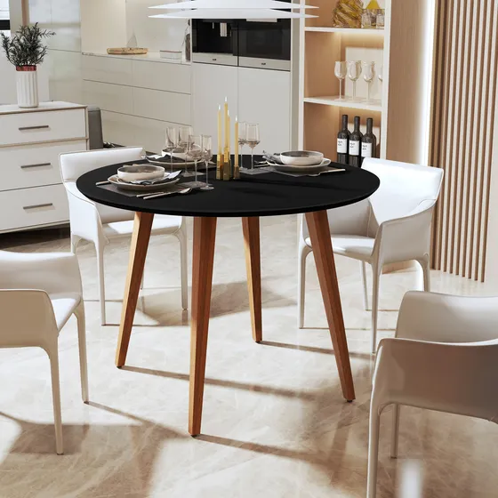 Mesa De Jantar Redonda Madeira 90cm Estilo Industrial