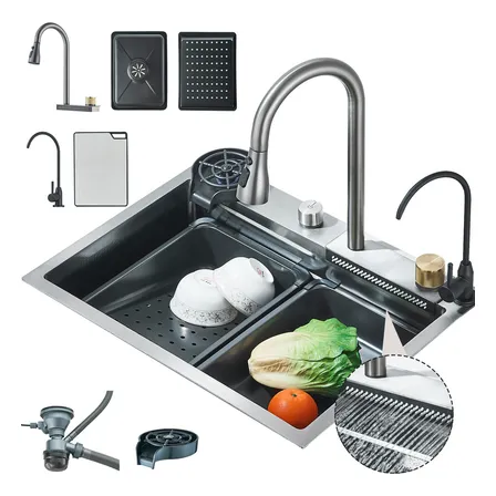 Fregadero Cocina 60×45 Lluvia Volador Acero Inoxid Negro Gris Oscuro
