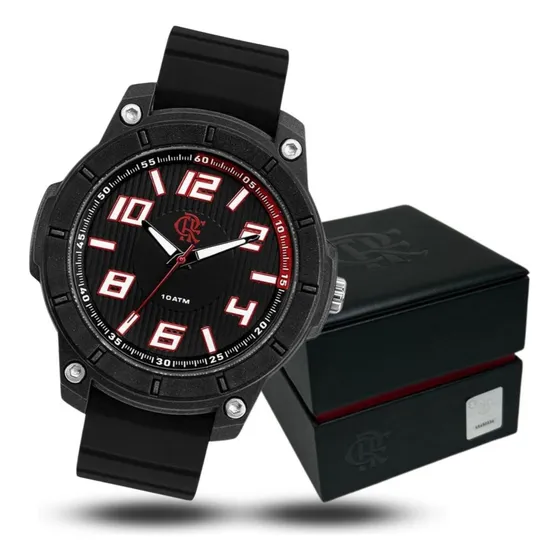 Relógio Masculino Technos Esportivo Preto Flamengo 100m