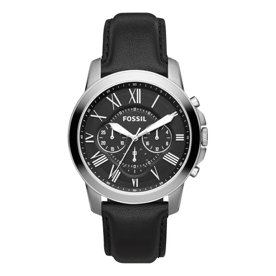 Cuero De Acero Inoxidable Fossil Grant Quartz Para Hombre