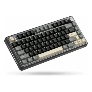 Teclado Mecânico Gamer Sem Fio 75% 2.4g/bluetooth Qwerty Rgb Preto Inglês Uk