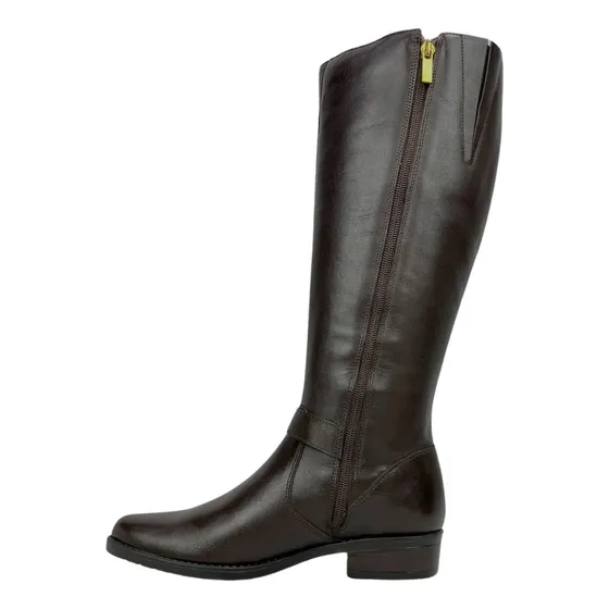 Bota Marrom Com Zíper Cano Alto Para Usar Com Leggin Vestido